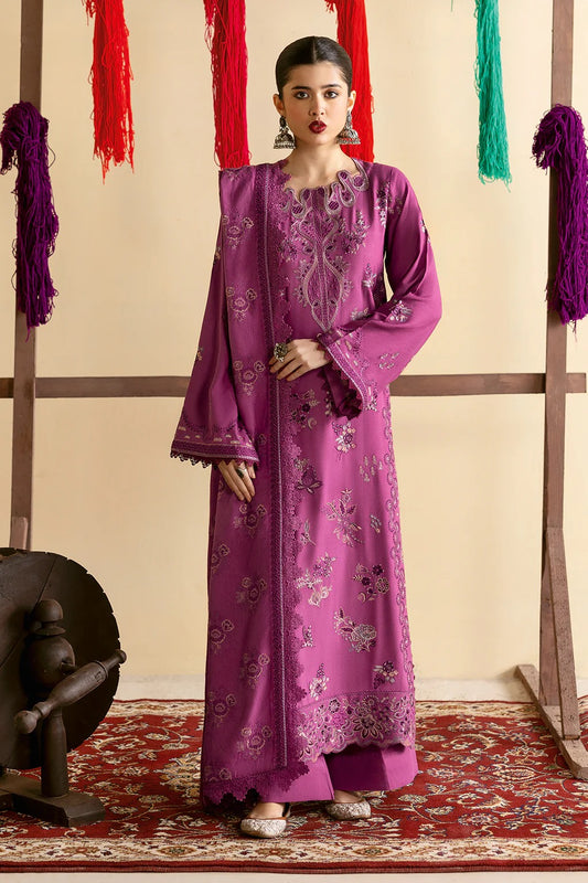 Embroidered Karandi Winter Suit - Purple