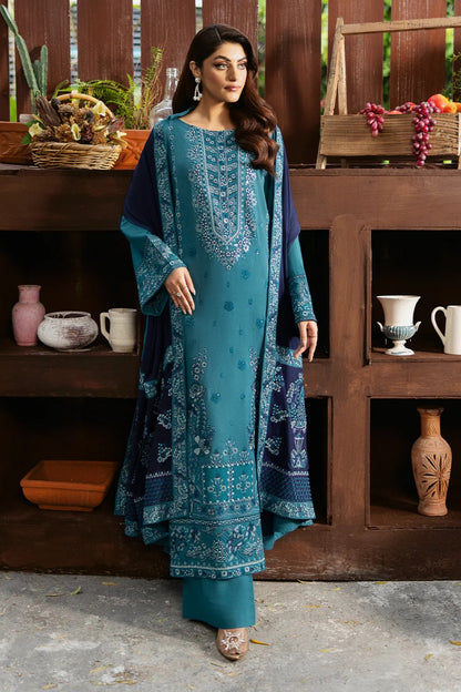 Embroidered Karandi  Suit - Fountain Blue