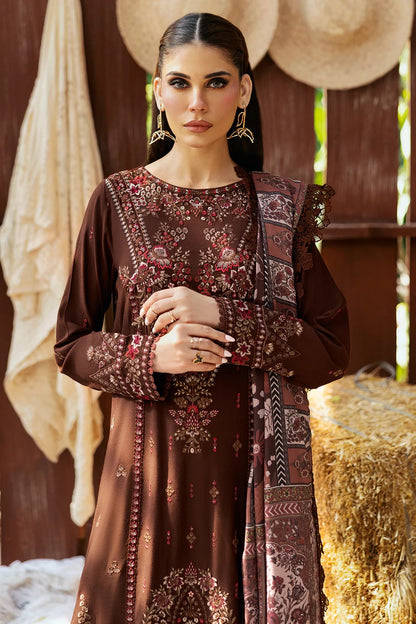 Embroidered Karandi Winter Suit - Brown