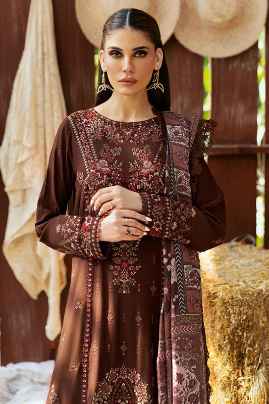 Embroidered Karandi Winter Suit - Brown