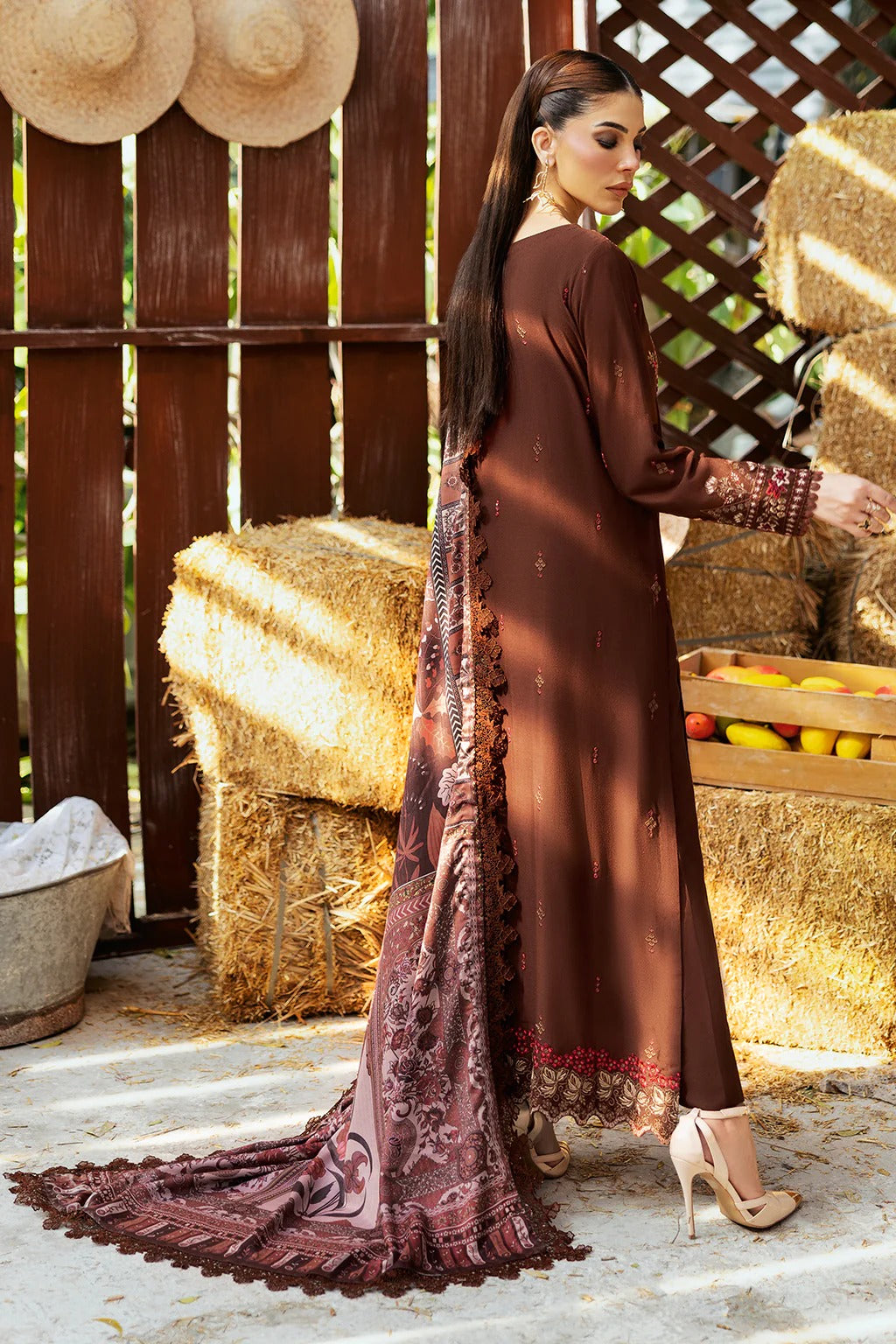 Embroidered Karandi Winter Suit - Brown