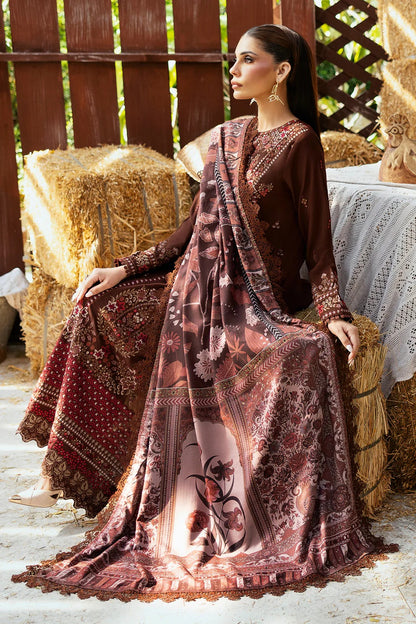 Embroidered Karandi Winter Suit - Brown