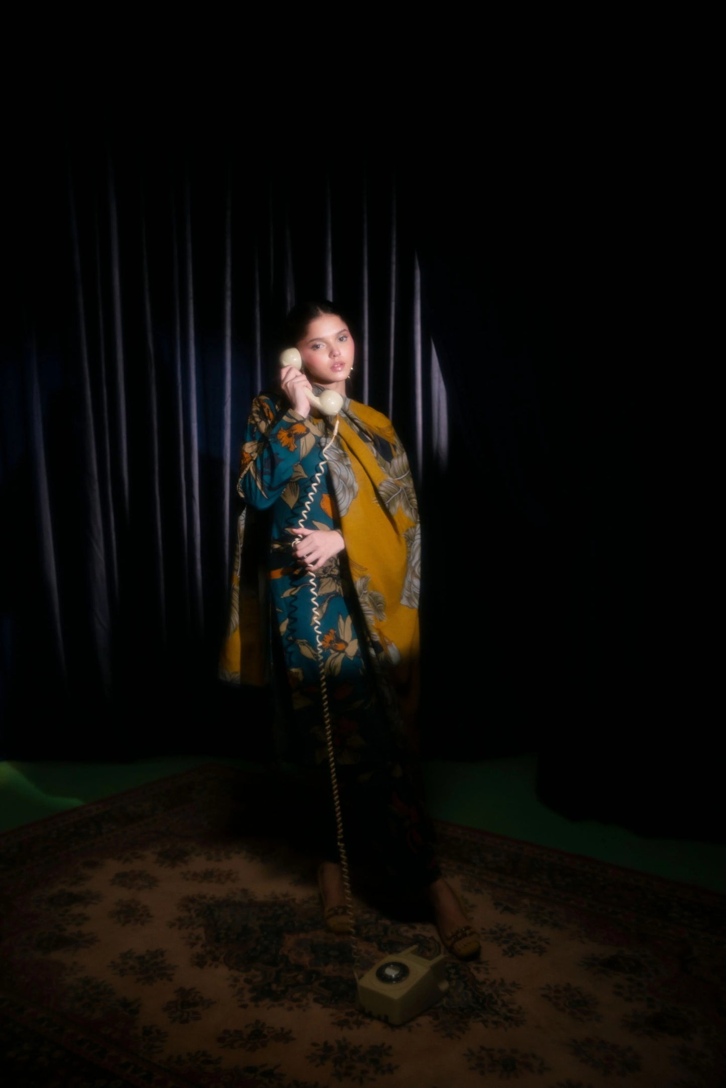 Floral Printed Dhanak Suit - Teal Blue
