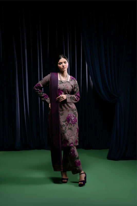 Digital Printed Dhanak Suit - Purple