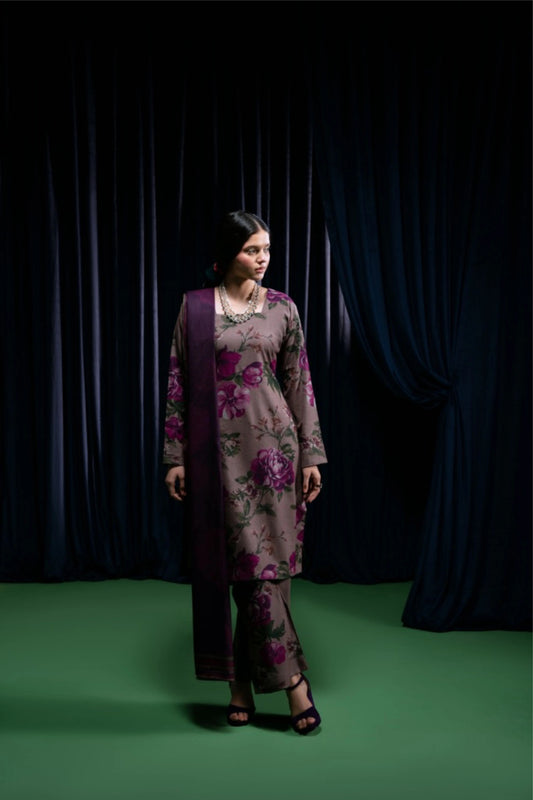 Digital Printed Dhanak Suit - Purple