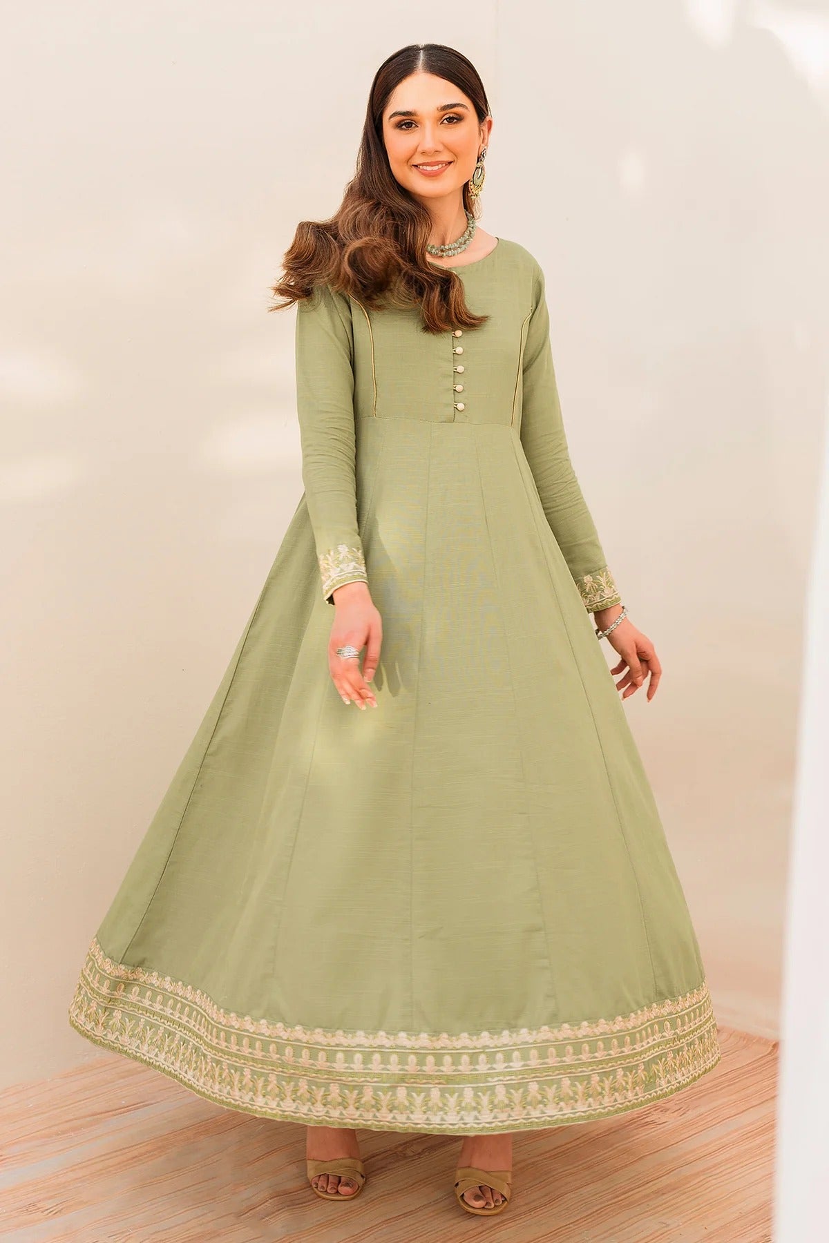 Embroidered Frock Set - Cameo