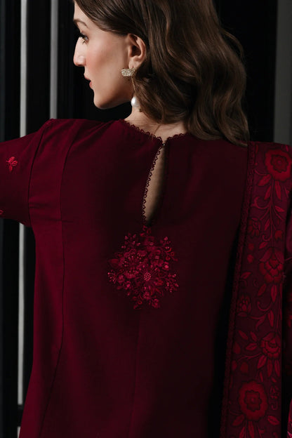 MAROON LUXURY EMBROIDERED KARANDI SET
