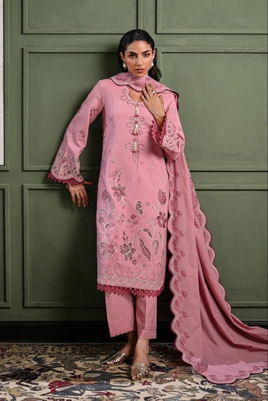 Luxury Embroidered Karandi Set - Light Pink