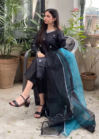 Elegant Black Silk Suit - MIA