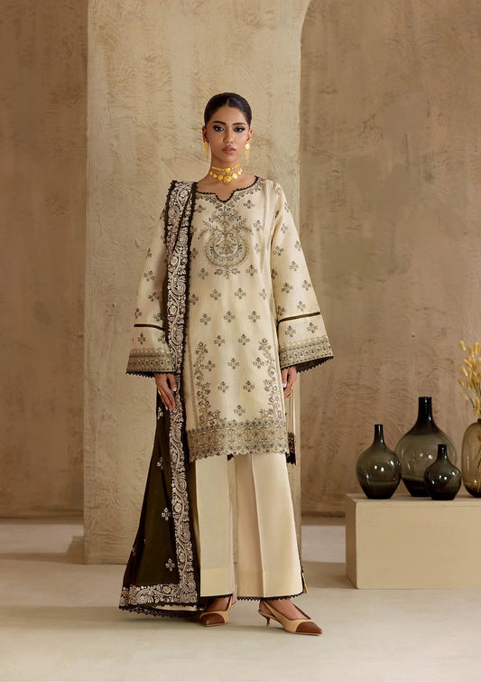 Embroidered Jacquard Lawn Suit - D102