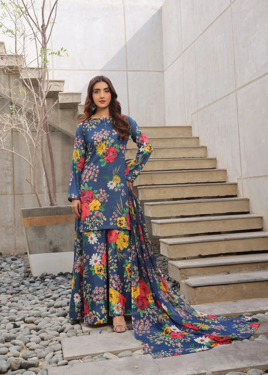 Digital Printed Floral Suit - Lawn
