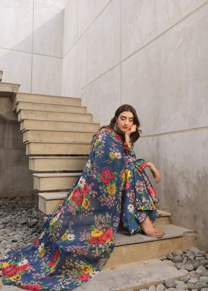 Digital Printed Floral Suit - Lawn