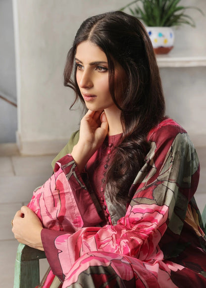 Red Floral Dhanak Suit