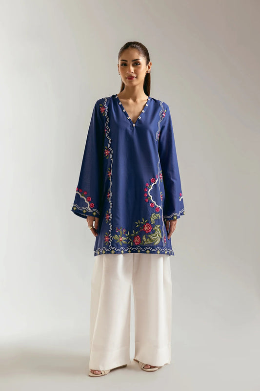 Embroidered Tunic Shirt - Blue