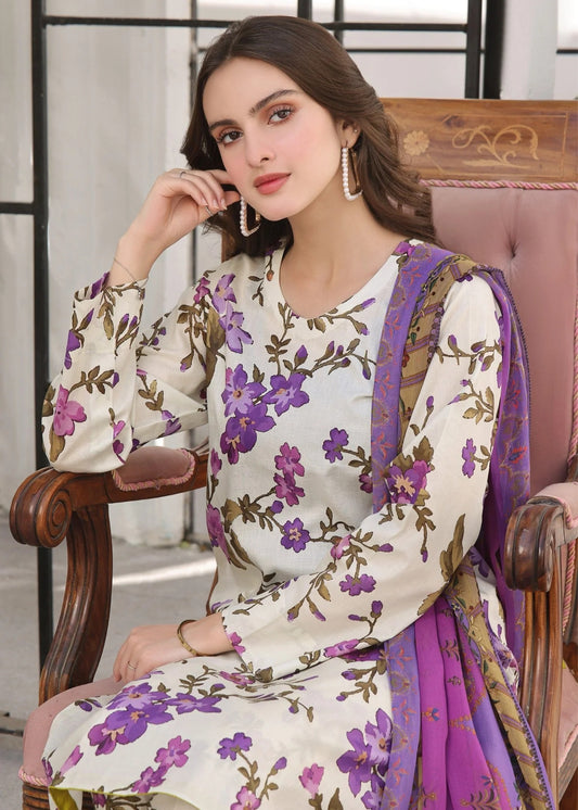 Floral Printed Dhanak Suit