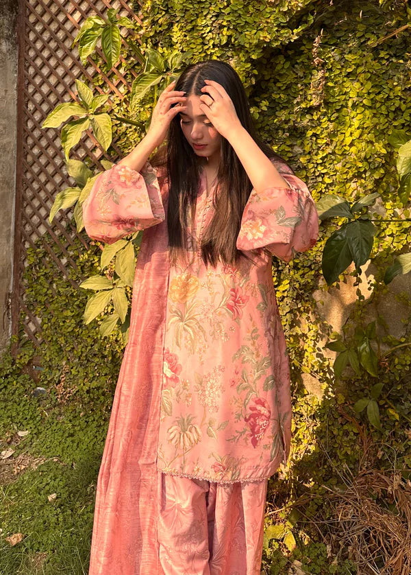 3pc Raw Silk - Rose Pink