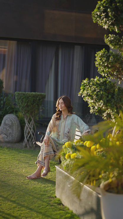 2 PIECE LAWN SILK - MINT MIRAGE