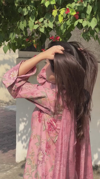 3pc Raw Silk - Rose Pink