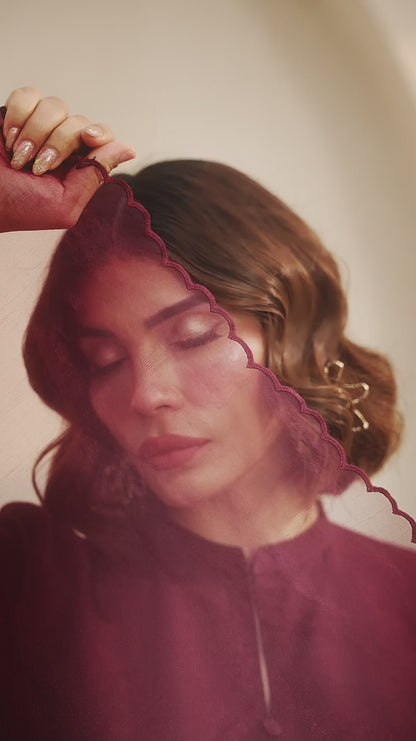 Embroidered Burgandy Silk Suit - Hailey B