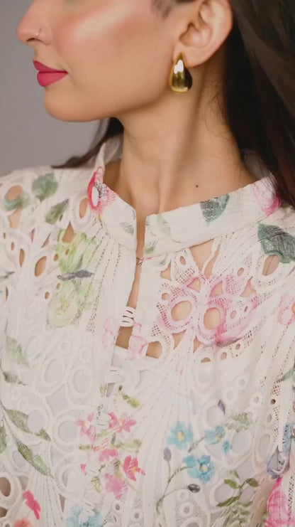 Shiffli Chikan Kaftan Set - ASR20