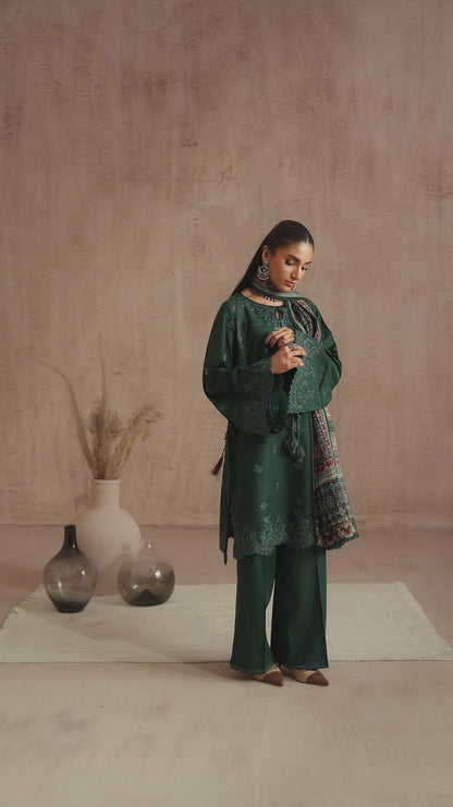 Embroidered Jacquard Lawn Suit - D107