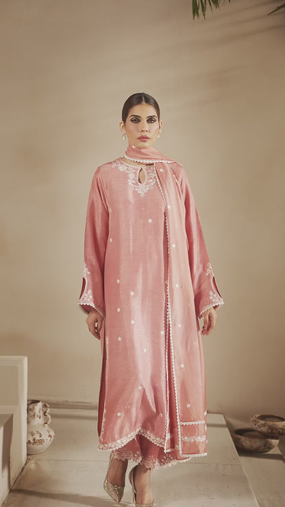 Luxury Silk Suit -Tea Pink