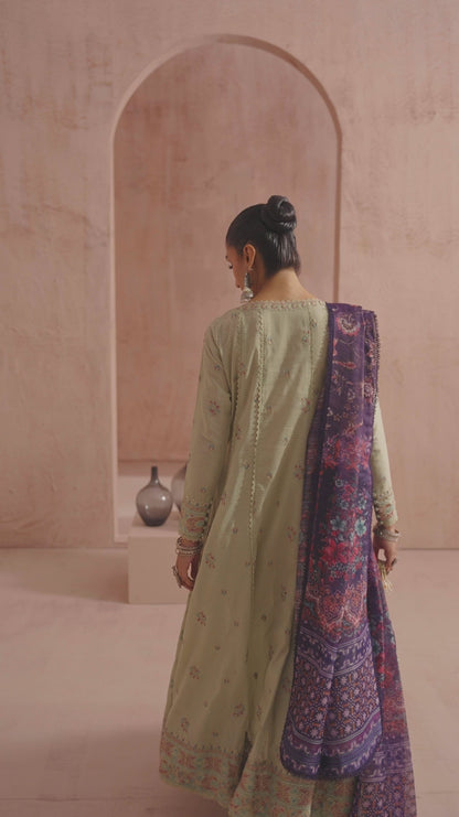 Embroidered Jacquard Lawn Suit - D112